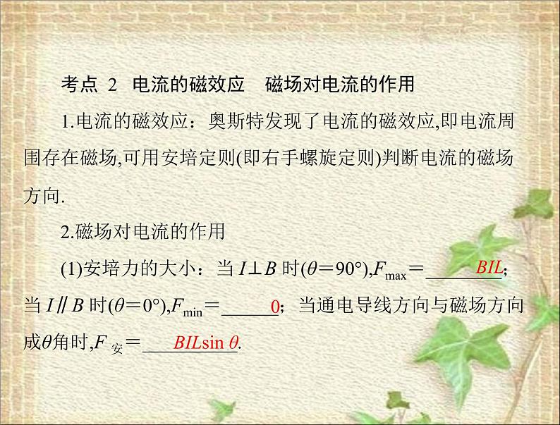 2022-2023年高考物理一轮复习 磁场磁场对电流的作用 课件第6页