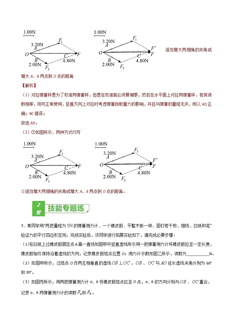 专题11 实验 探究两个互成角度的力的合成规律——2023年高考物理一轮复习小题多维练(广东专用)(解析版)第3页