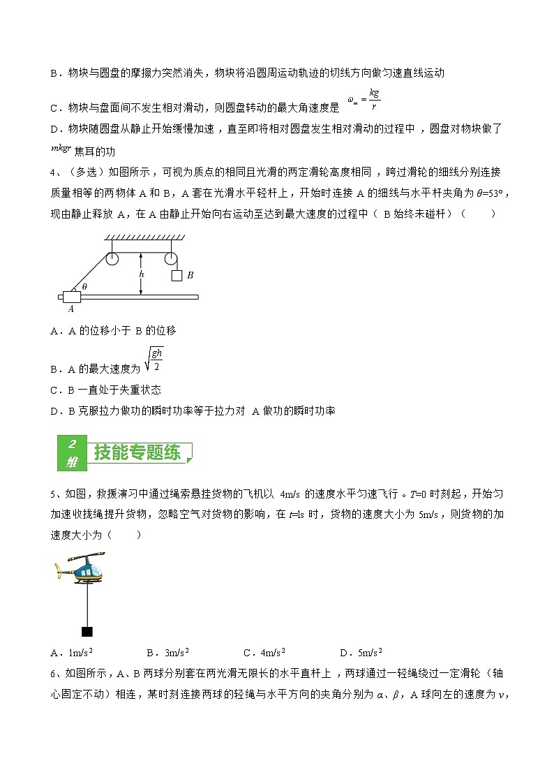 专题18 曲线运动 运动的合成与分解——2023年高考物理一轮复习小题多维练(广东专用)(原卷版)第2页
