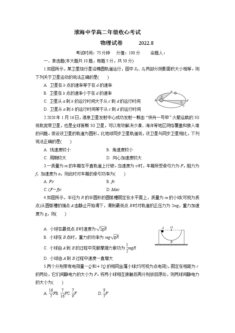 2023淮安淮海中学高二上学期第一次综合测试物理无答案第1页