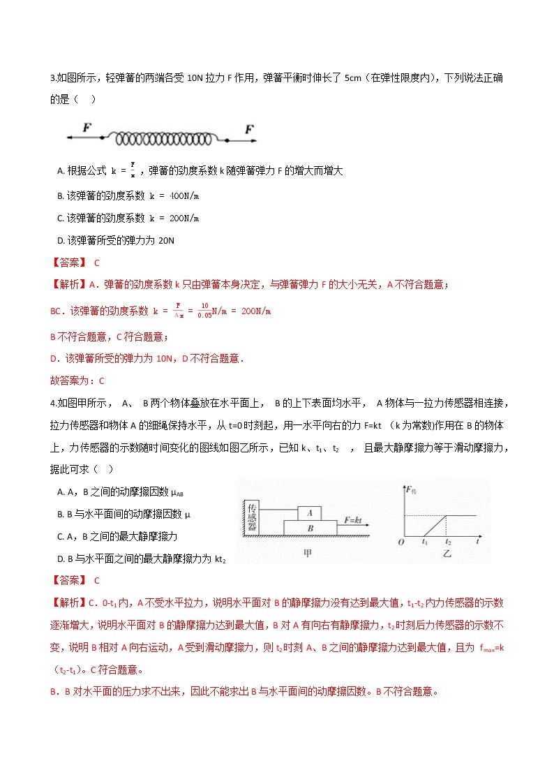 第三章相互作用—力 拓展提升-高一物理单元双卷（人教版2019必修第一册）02