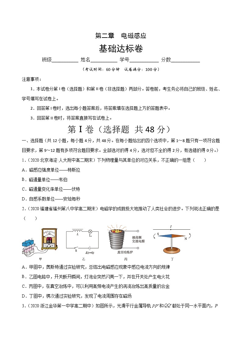 第二章 电磁感应 A卷(原卷版)第1页