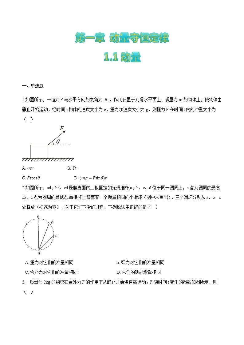 1.1动量-2022-2023学年高二物理优化训练（2019人教版选修第一册）01