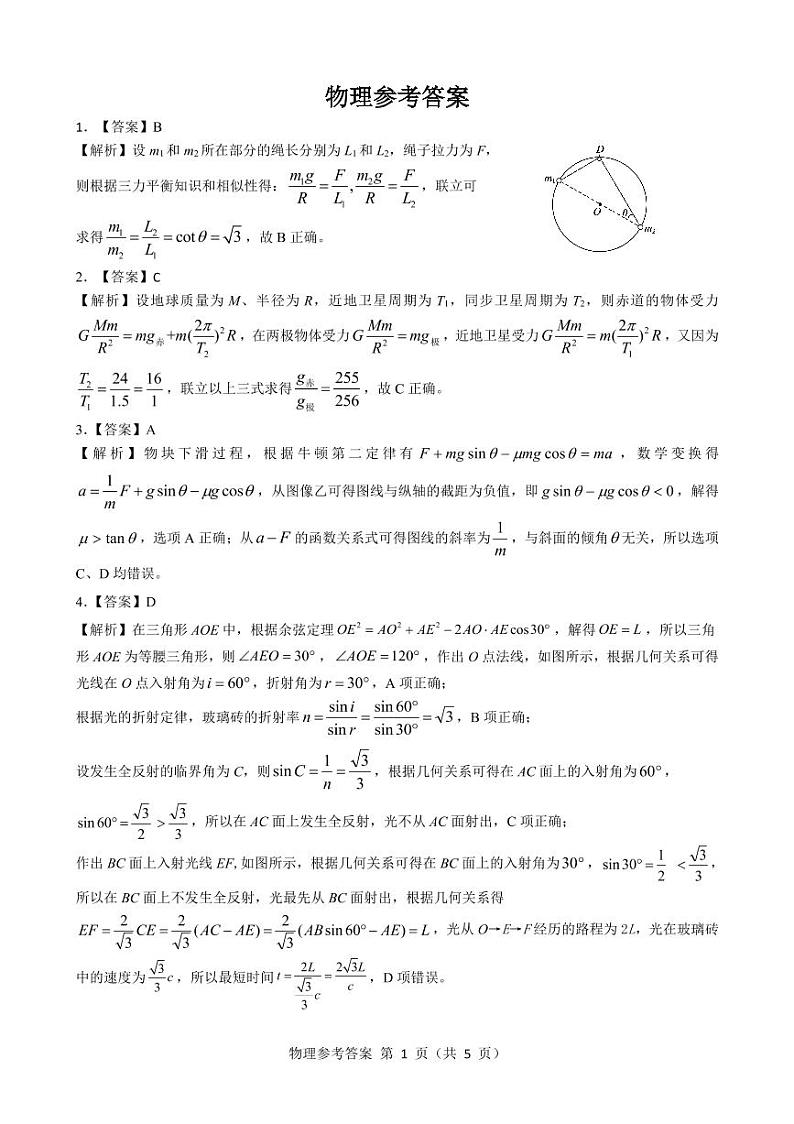 高三物理参考答案--山西第1页