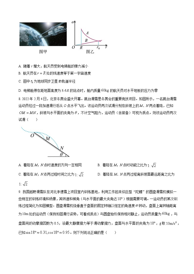 2023届湖南省长沙市雅礼中学高三上学期月考卷(一)物理试题(word版)03