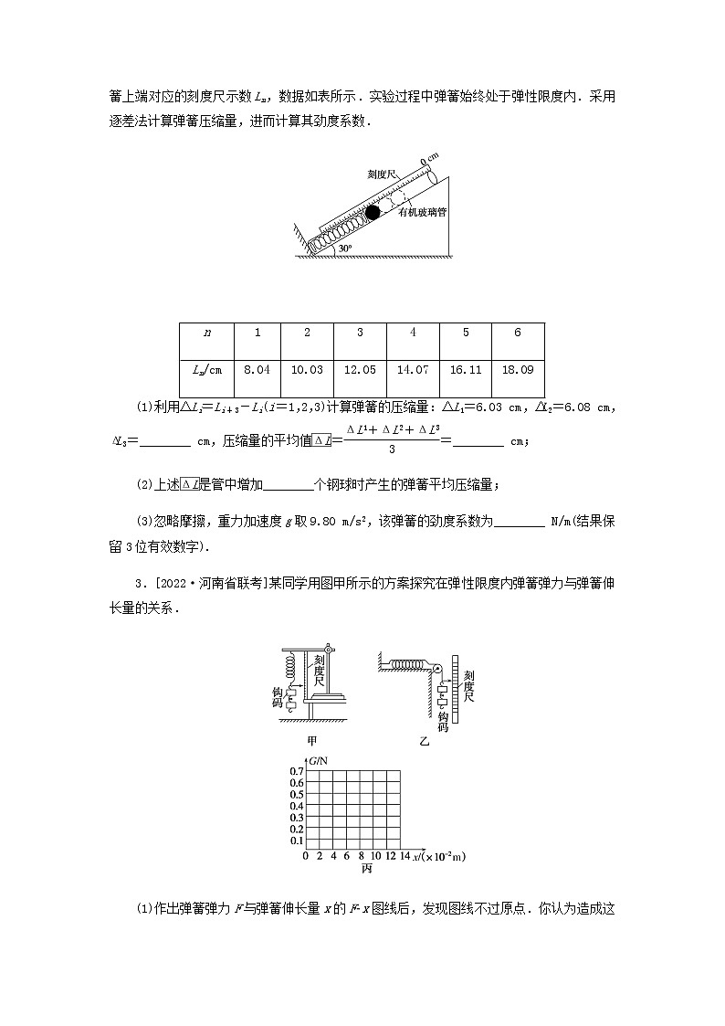 高考物理微专题小练习专题14实验:探究弹力和形变量的关系含答案第2页