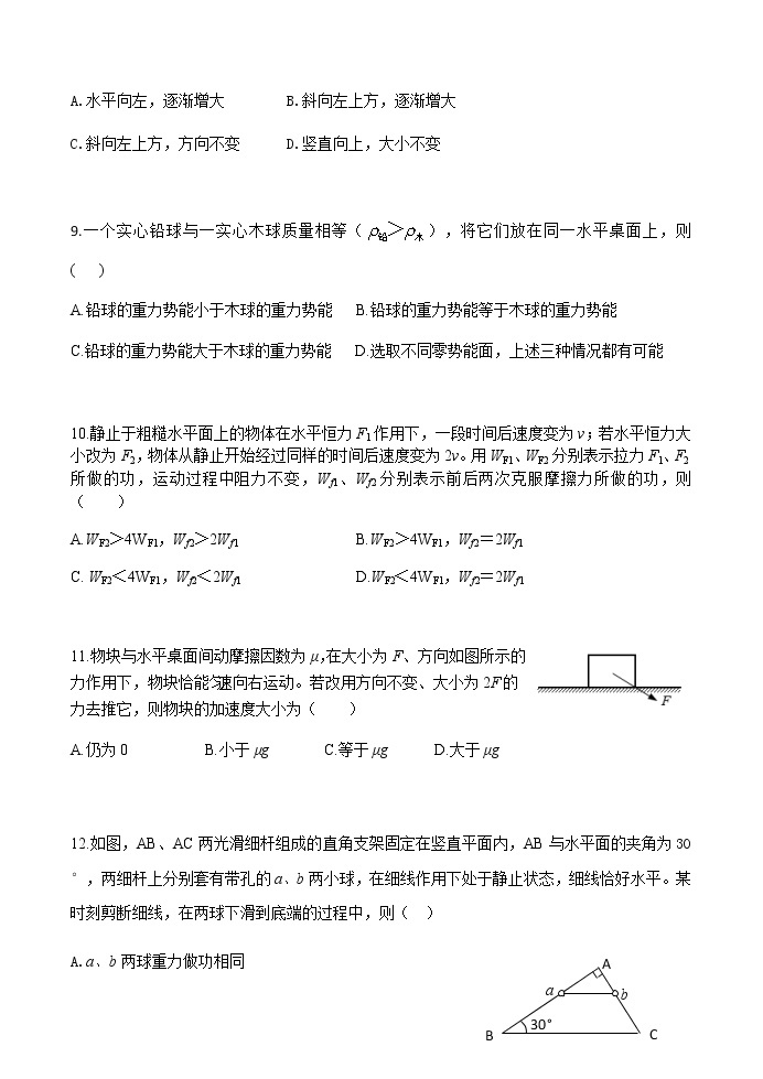 2022-2023学年上海市奉贤区致远高级中学高三上学期10月月考 物理 试卷03