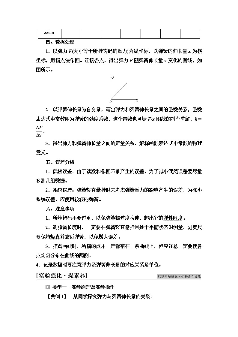 人教版高中物理必修第一册第3章实验:探究弹簧弹力与形变量的关系学案第2页