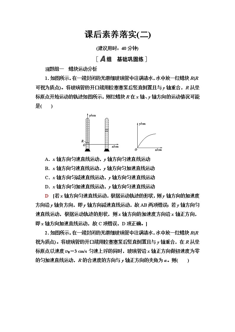 人教版高中物理必修第二册第5章2.运动的合成与分解课件+学案+练习含答案01