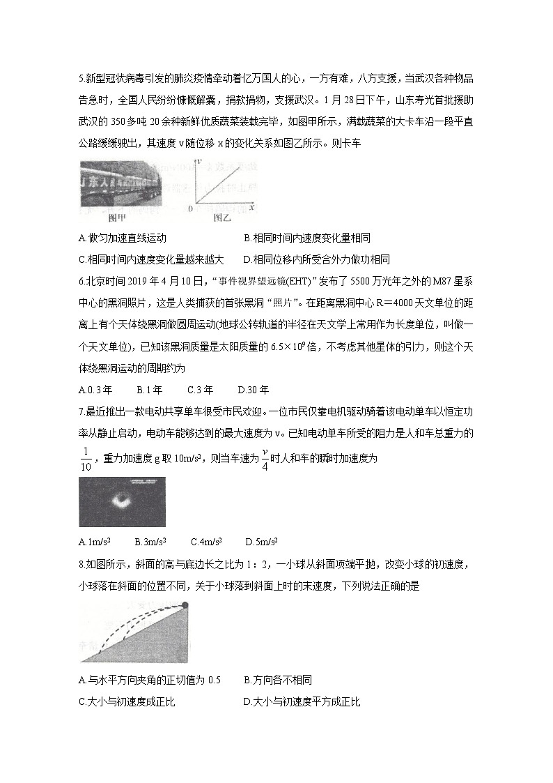 2021潍坊五县高三10月联考试题物理含答案第2页