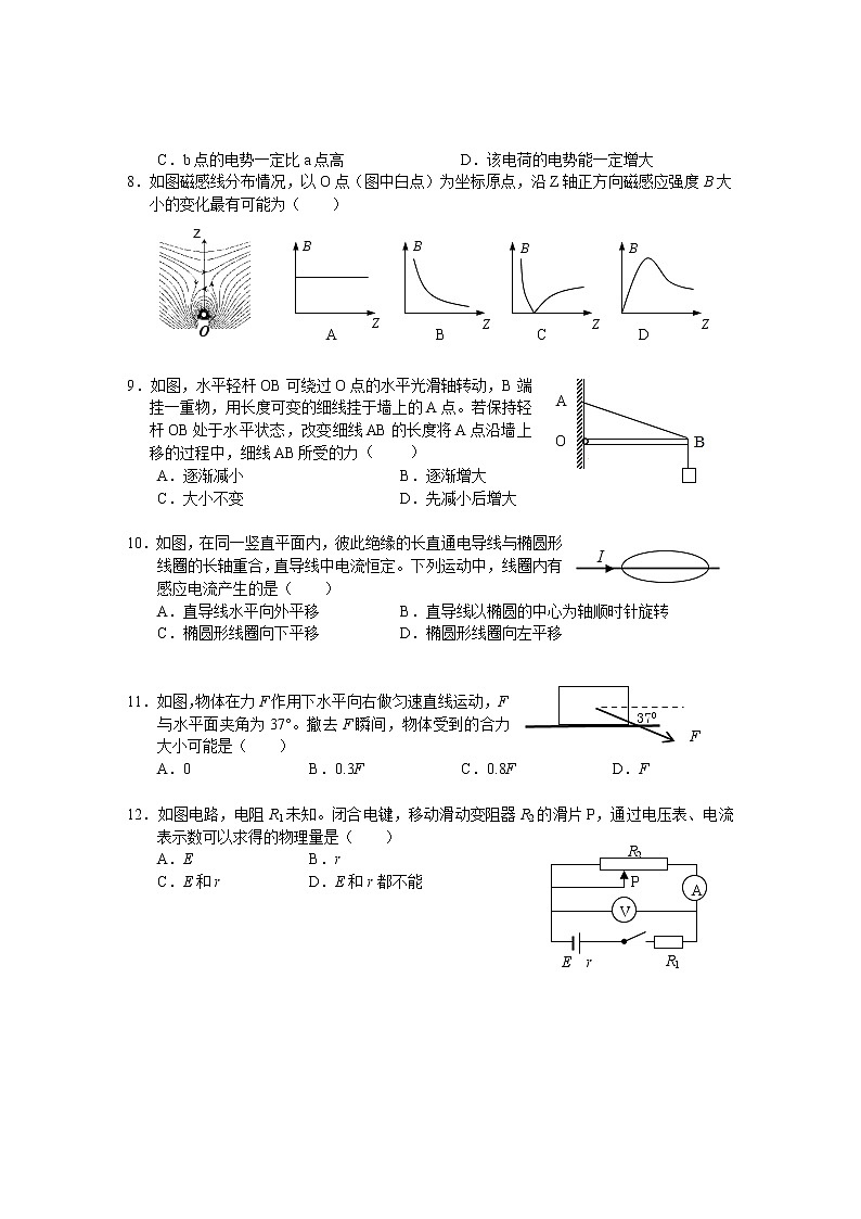 2020上海松江区高三5月模拟考质量监控测试(二模)物理试题含答案02