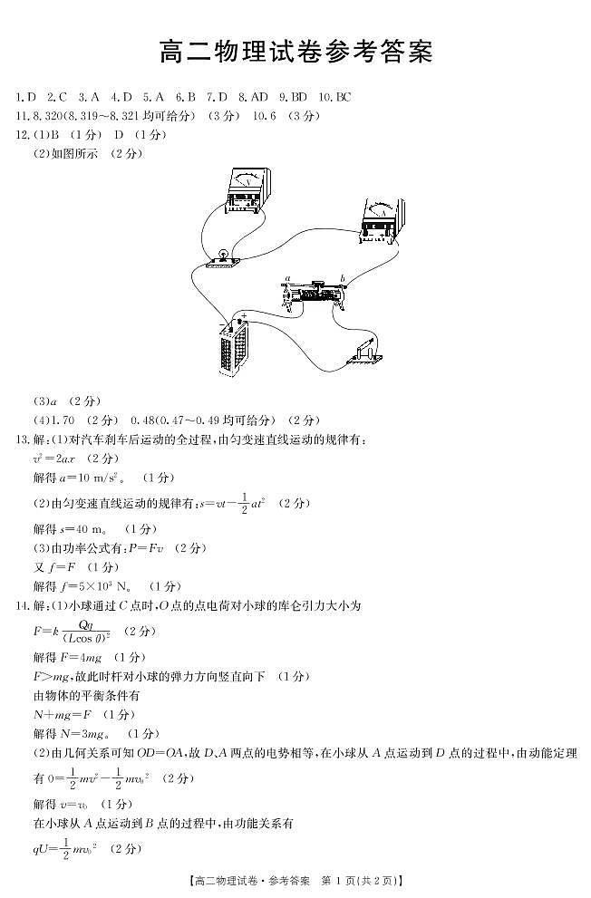 2021湖南省三湘名校联盟高二上学期12月联考物理试题PDF版含答案01