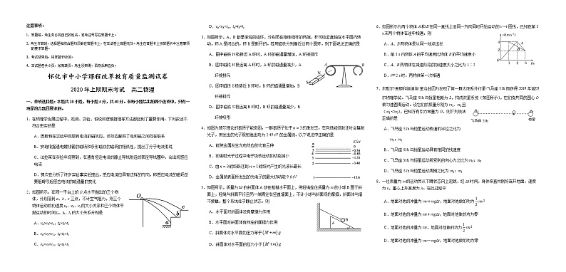 2020怀化高二下学期期末考试物理试题含答案01