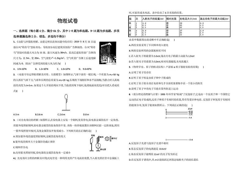 2020赣州会昌县会昌中学高二下学期开学考试物理试题PDF版含答案01