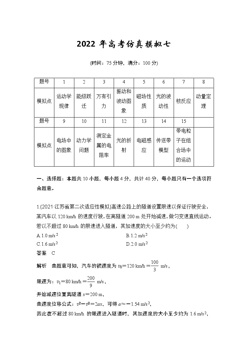2022年高考仿真模拟七第1页