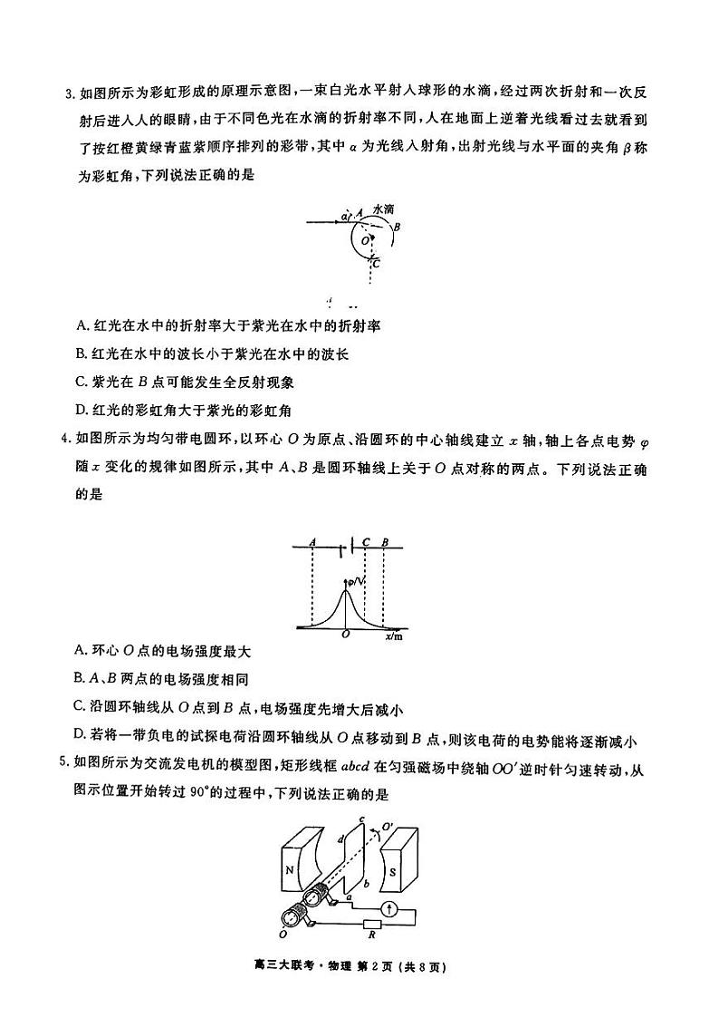 2023广东省高三上学期10月大联考物理试题PDF版含答案02
