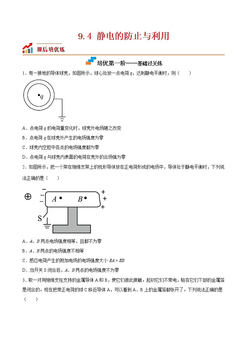 【培优分级练】高中物理(人教版2019)必修第三册 9.4《静电的防止与利用》培优分阶练(原卷版)第1页