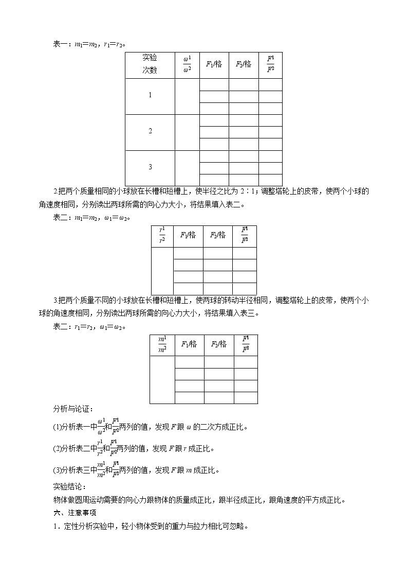 2023届新高考高三物理一轮复习学案18 探究向心力大小与半径 角速度 质量的关系第2页