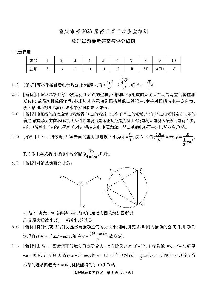 南开第三次联考-物理答案第1页