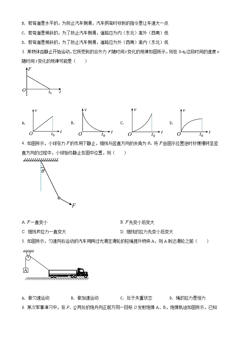 精品解析:江苏省如皋市2021-2022学年高一(上)期末物理试题(原卷版)第2页