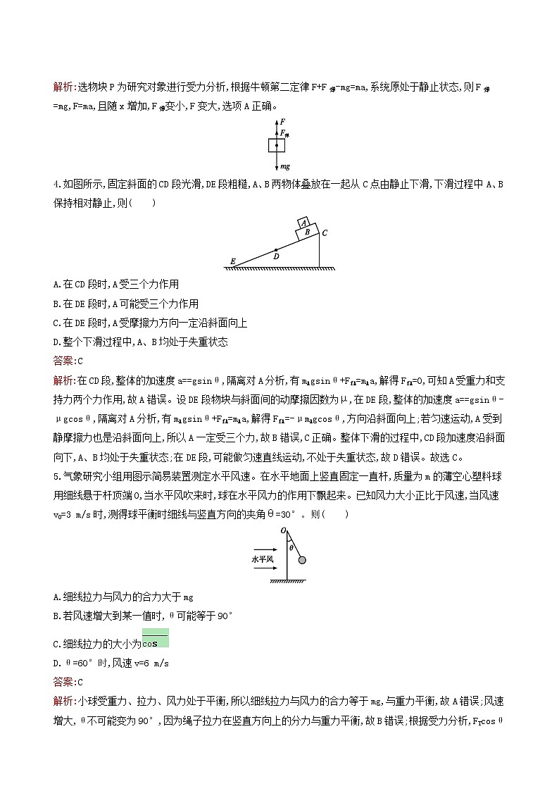 人教版高考物理二轮复习阶段训练1力与运动含答案第3页