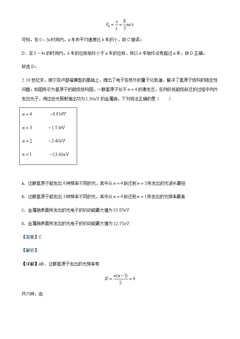 2021-2022学年重庆市巴蜀中学高二(下)期末物理试题含解析第2页