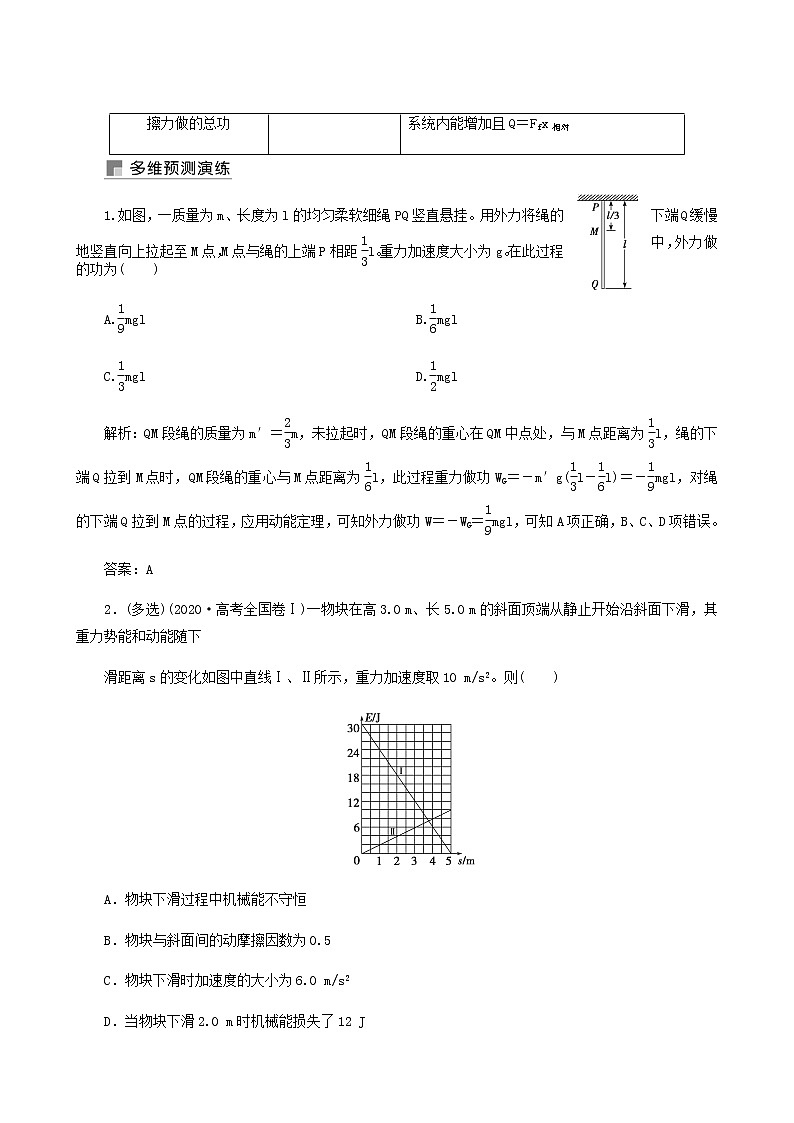 人教版高考物理一轮复习第5章机械能专题突破3功能关系能量守恒定律学案含答案02