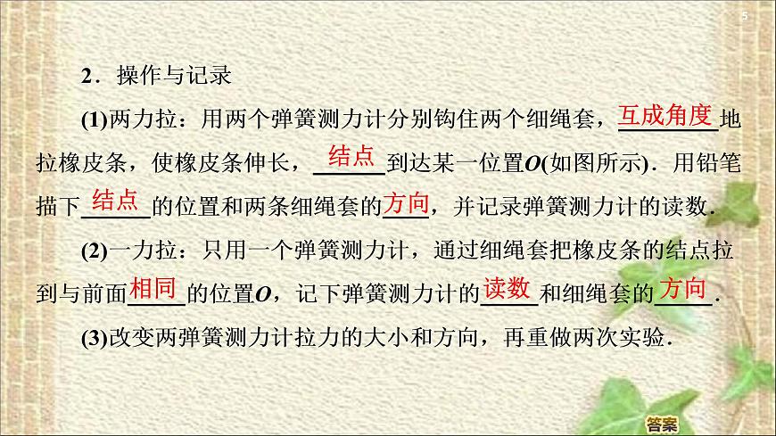 2022-2023年高考物理一輪復(fù)習(xí) 實(shí)驗:驗證力的平行四邊形定則課件第5頁