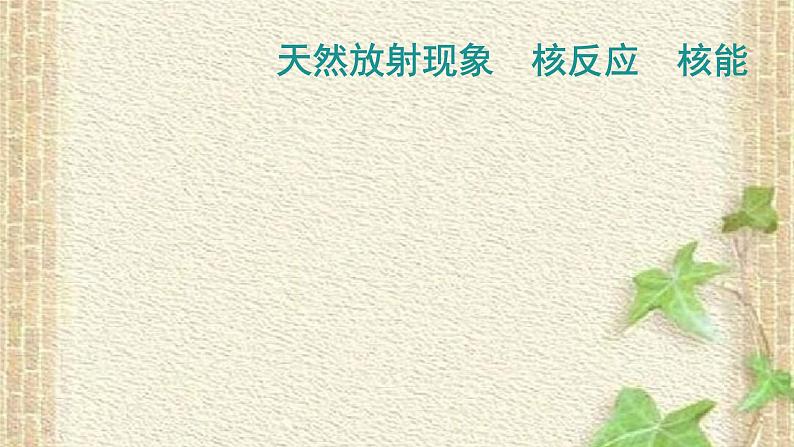 2022-2023年高考物理一轮复习 天然放射现象 核反应 核能课件01