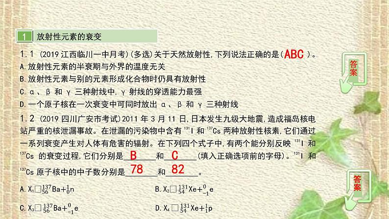 2022-2023年高考物理一轮复习 天然放射现象 核反应 核能课件04