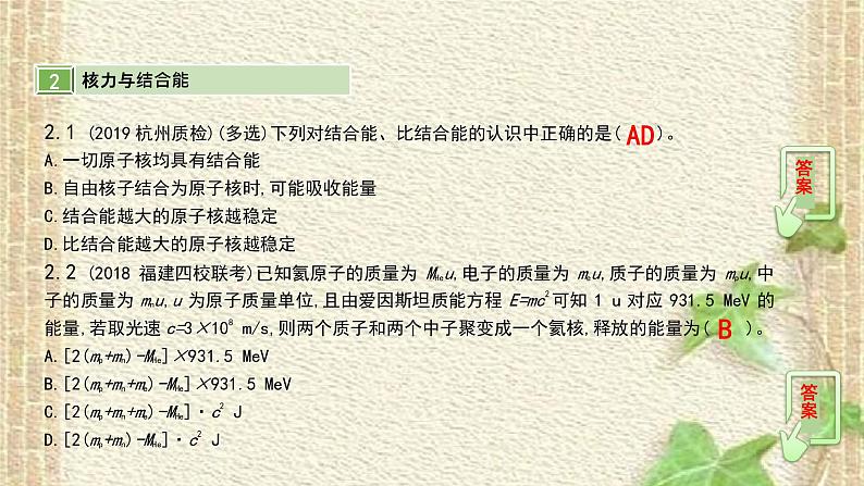 2022-2023年高考物理一轮复习 天然放射现象 核反应 核能课件06