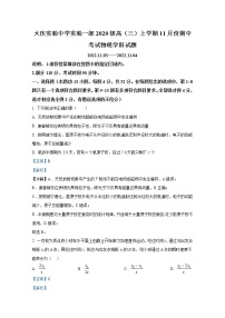黑龙江省大庆实验中学2022-2023学年高三物理上学期期中试卷（Word版附解析）