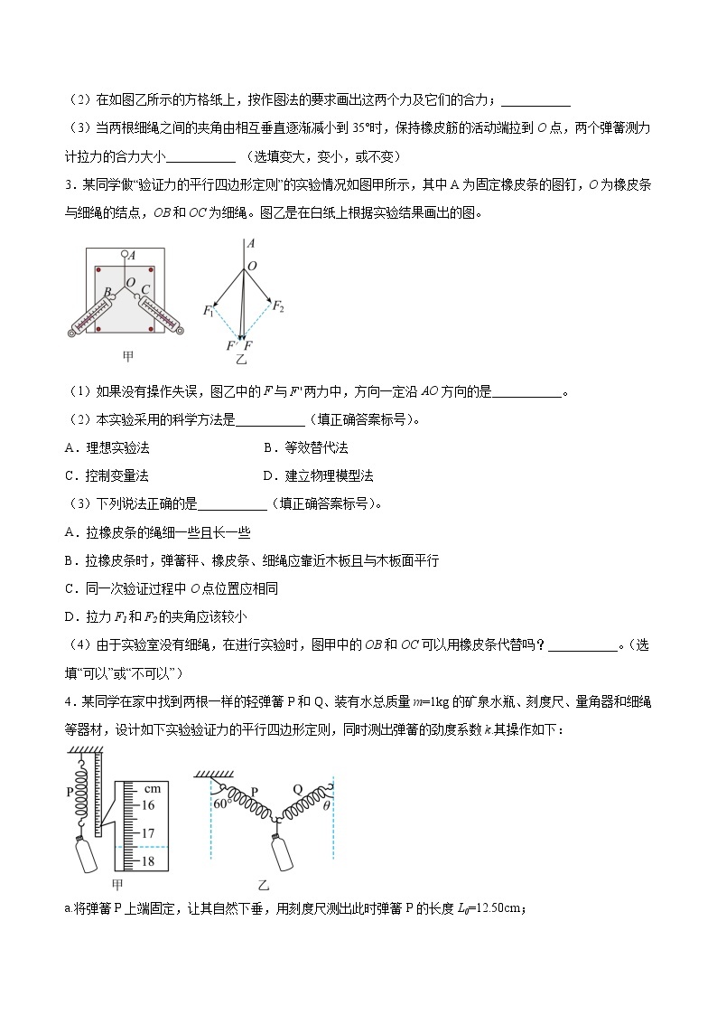 【备战2023高考】物理总复习——2.5《实验三：验证力的平行四边形定则》练习（全国通用）02