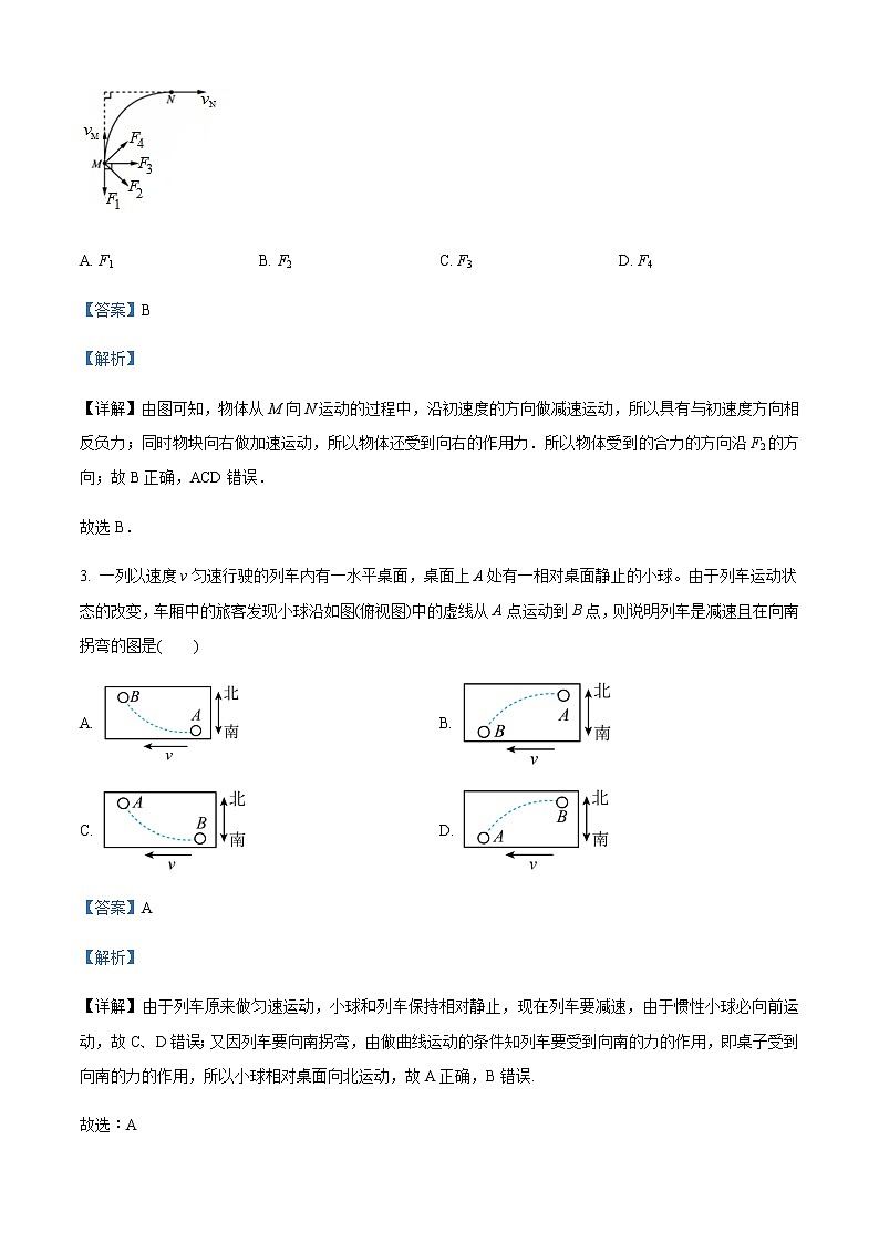 2021-2022学年新疆可克达拉市镇江高级中学高一(下)第一次月考物理试题含解析第2页