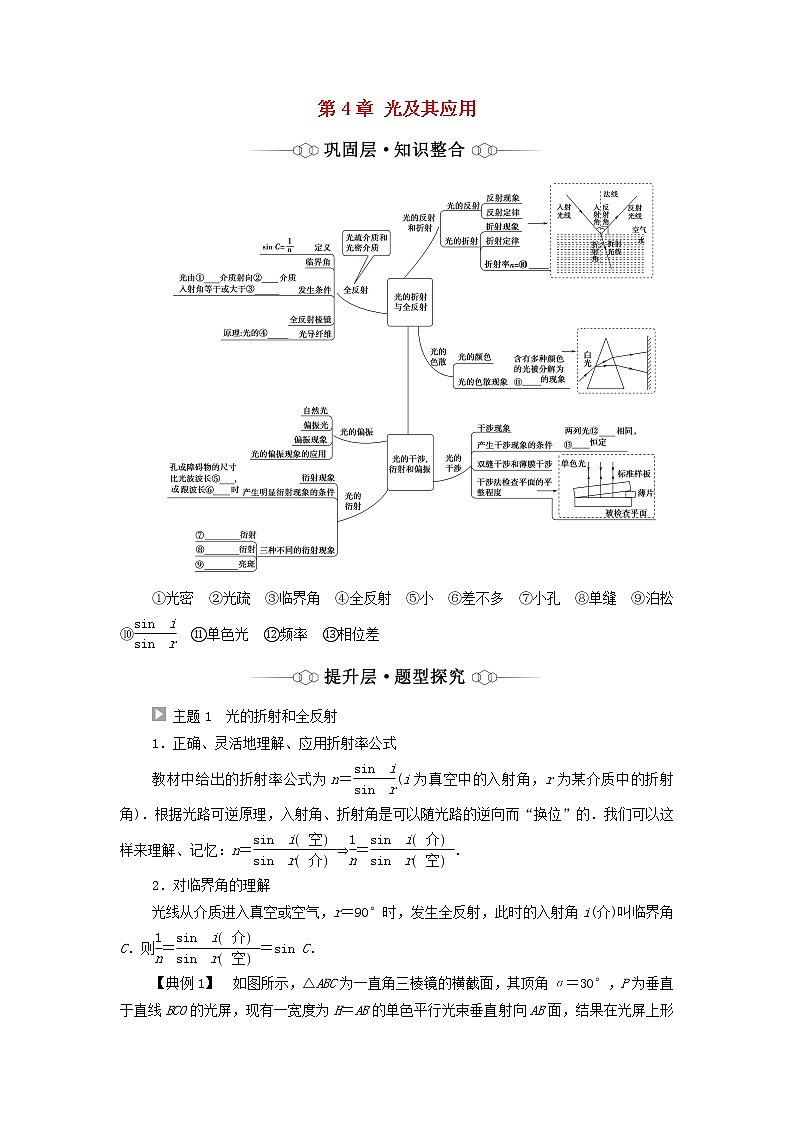粤教版高中物理选择性必修第一册第4章光及其应用章末综合提升学案01