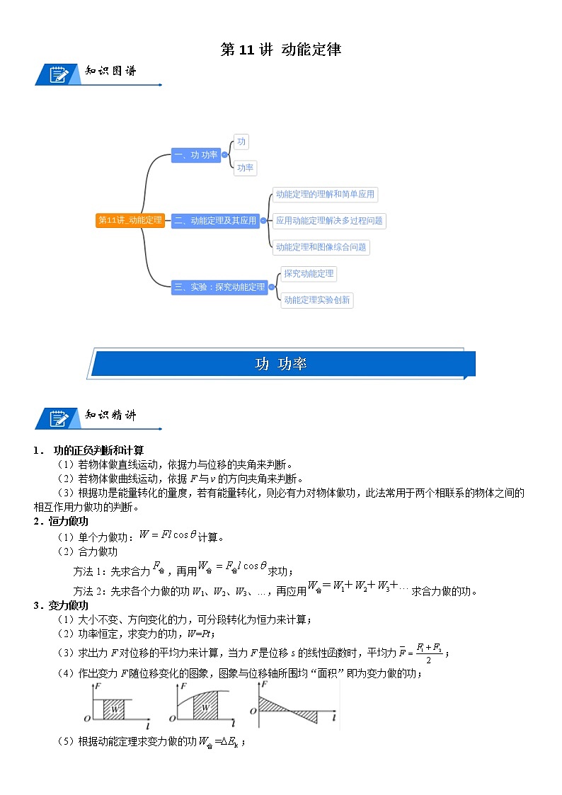 (新高考)高考物理一轮复习讲义:第11讲《动能定理》(含解析)01