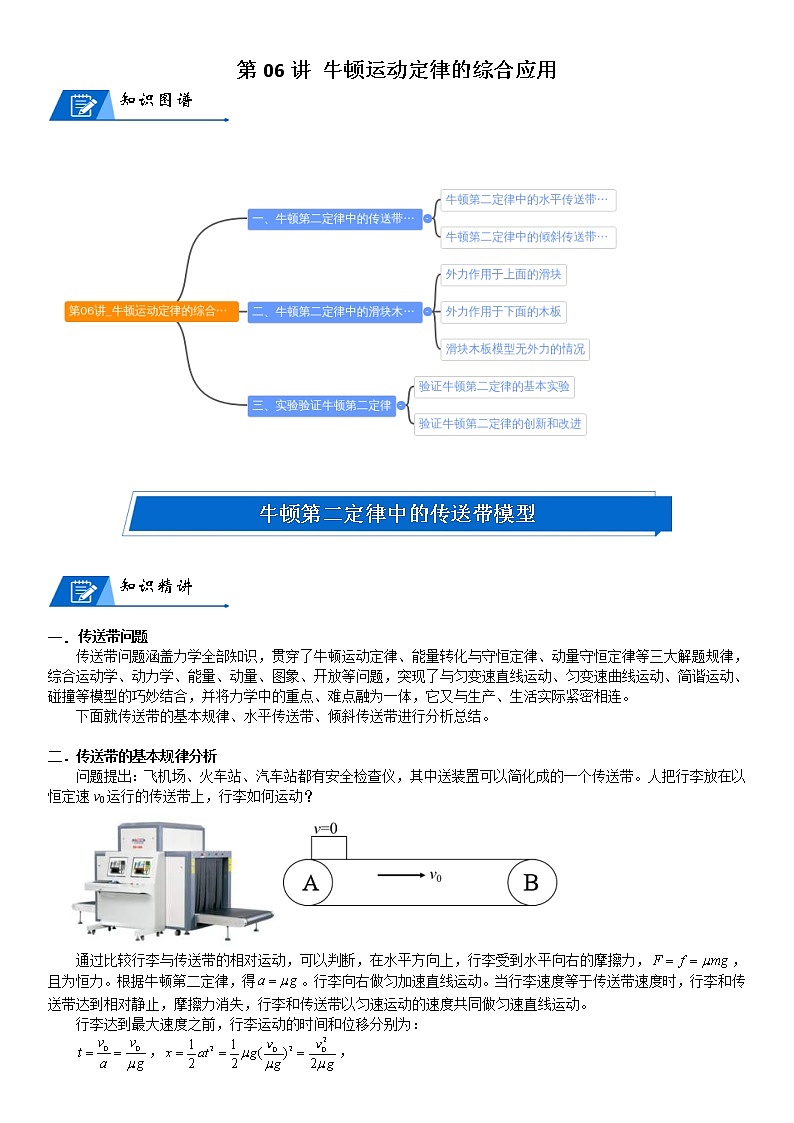 (新高考)高三物理一轮复习讲义:第06讲《牛顿运动定律的综合应用》(含解析)第1页