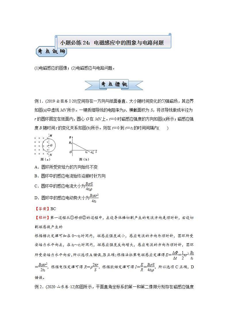 (新高考)高考物理二轮复习小题必练24 电磁感应中的图象与电路问题(2份打包,解析版+原卷版)01