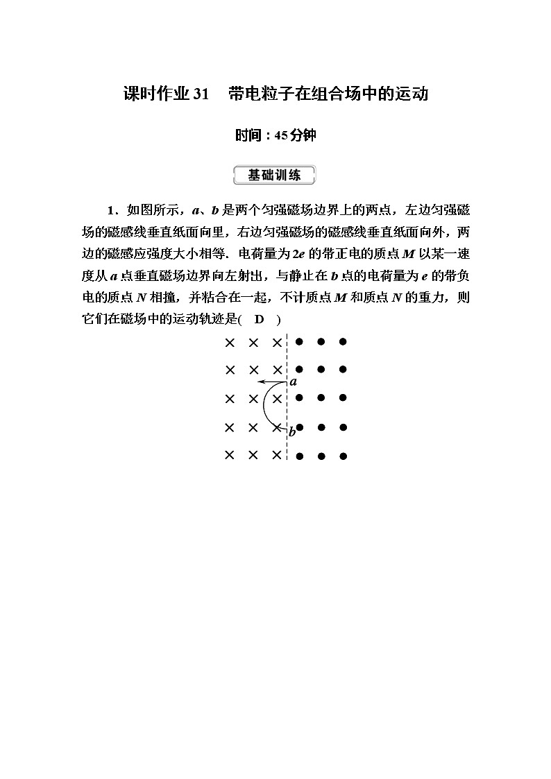 高考物理一轮复习第9章磁场课时作业31 (含解析)第1页