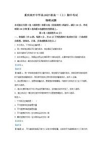 重庆市南开中学2022-2023学年高一物理上学期期中考试试卷（Word版附解析）