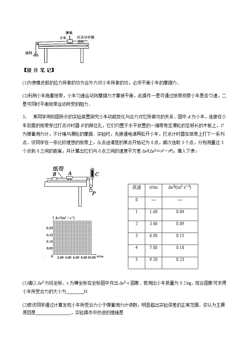 高考物理 一轮复习 考点整合练习专题(24)实验五 探究动能定理(原卷版)第2页