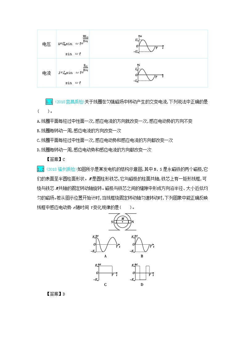 高考物理一轮复习第十四单元交变电流第1讲交变电流的产生和描述练习(含详解)第3页