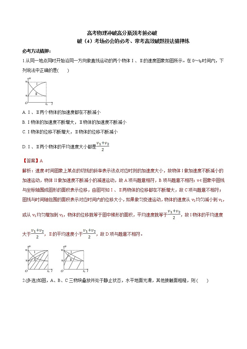 高考物理考前冲刺(4)考场必会的必考、常考高效破题技法猜押练 (含详解)第1页