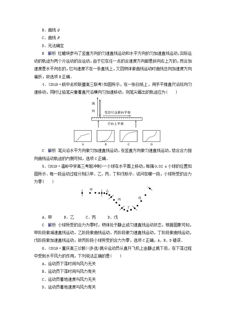 高考物理一轮复习第4章曲线运动万有引力定律第10讲曲线运动运动的合成与分解练习(含解析)第2页