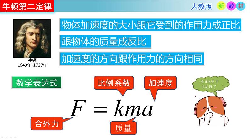 人教版高中物理必修一4.3牛顿第二定律 课件(PPT)04