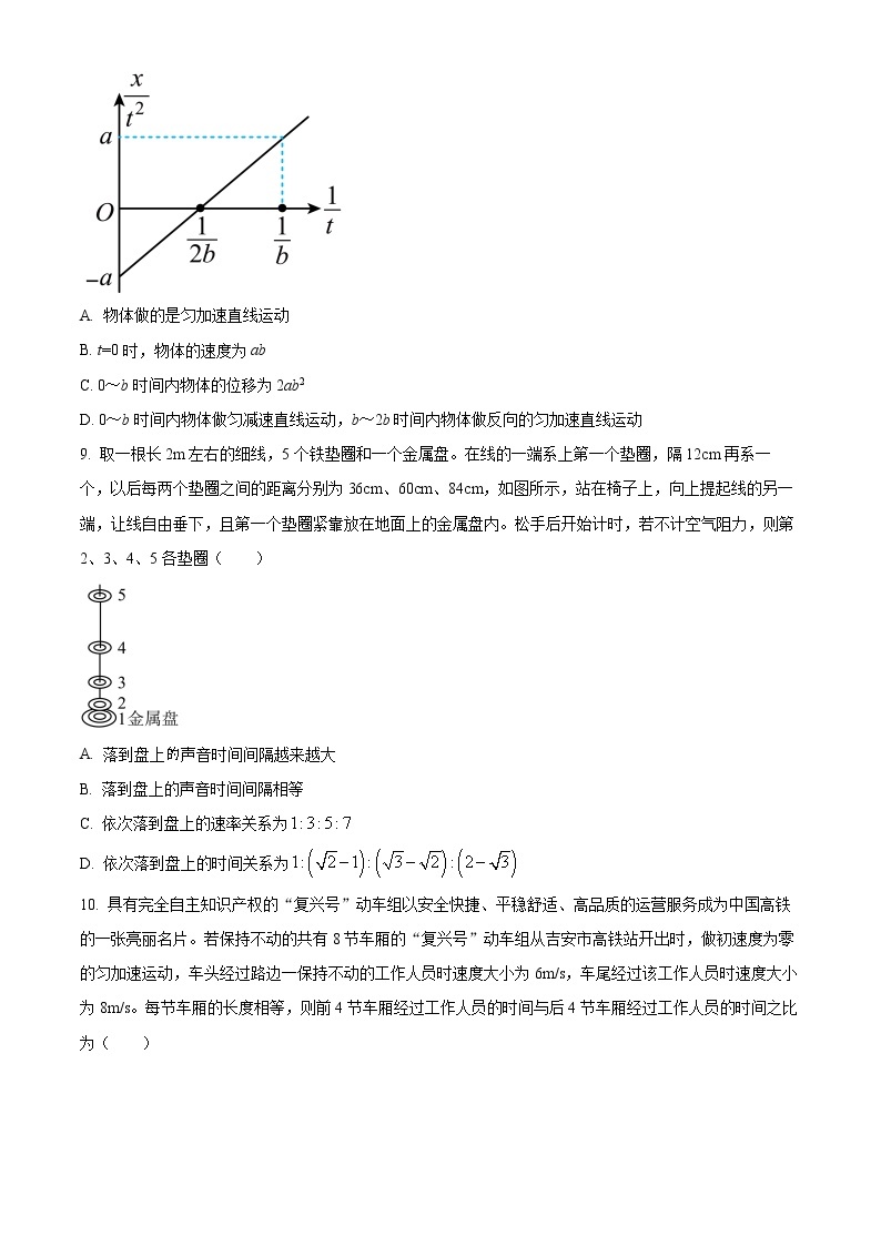 2023深圳实验学校高中部高一上学期第一阶段考试物理含解析03
