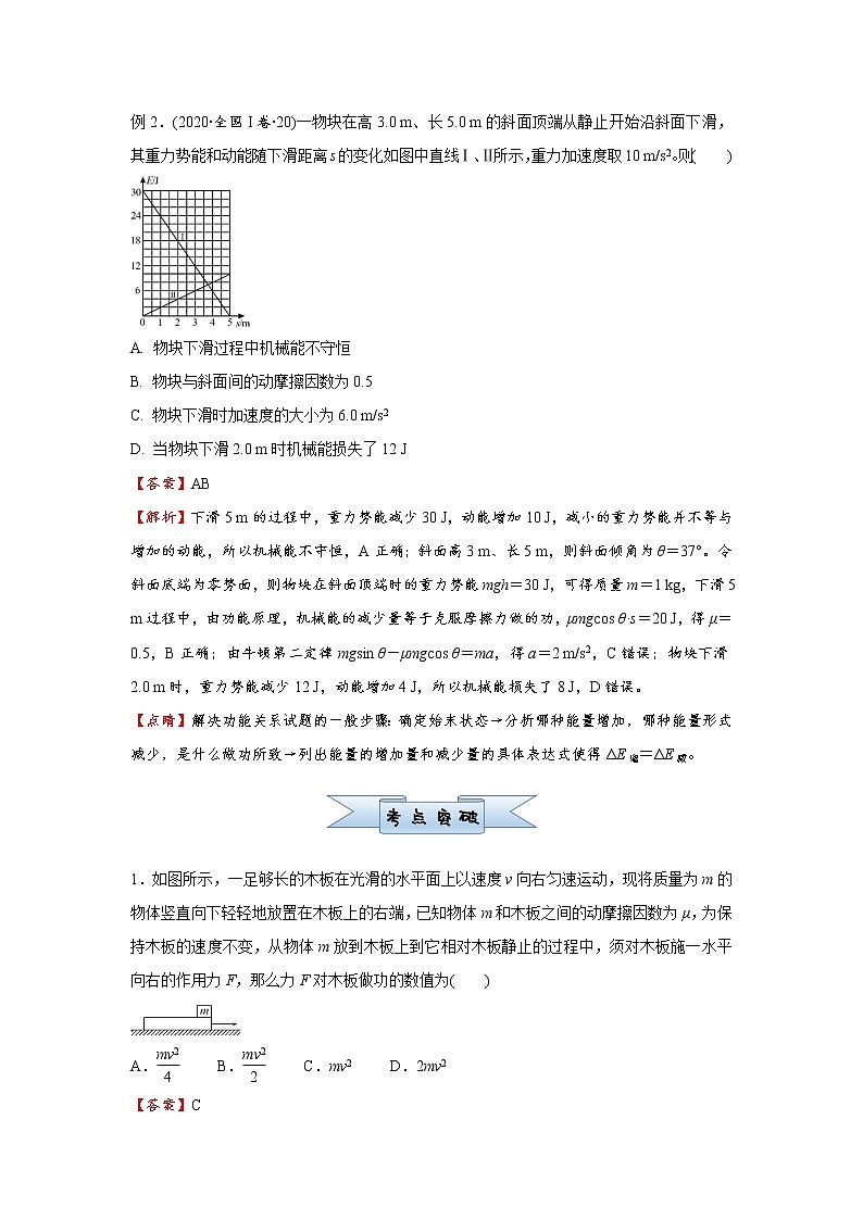 高中物理高考 2021届小题必练11 功能关系 能量守恒定律 教师版第2页