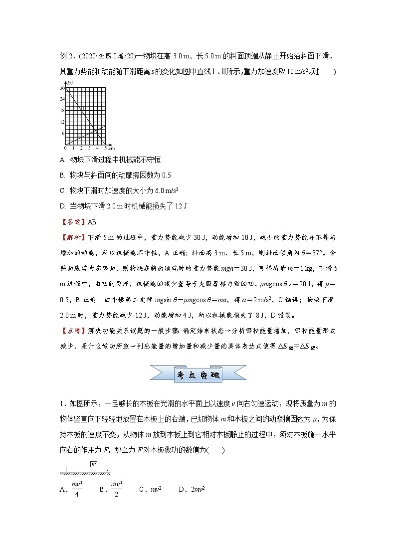 高中物理高考 2021届小题必练11 功能关系 能量守恒定律 学生版第2页