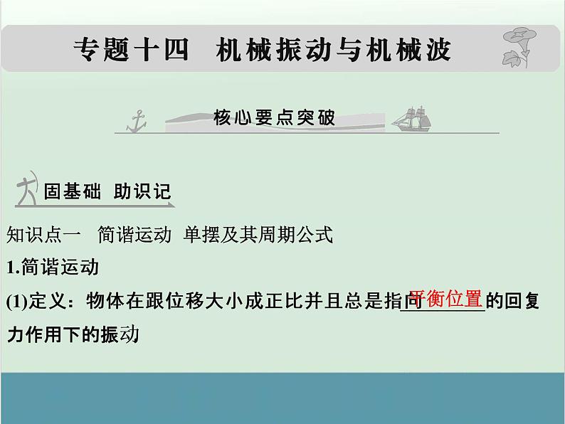 高中物理高考 高考物理一轮复习专题课件 专题14+机械振动与机械波(全国通用)第1页