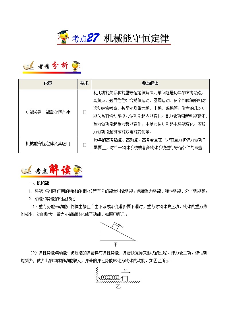 高中物理高考 考点27 机械能守恒定律——备战2021年高考物理考点一遍过第1页